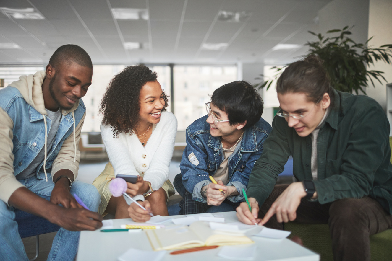 Group of Students Working Together